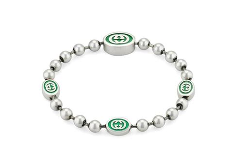 Gucci bracciale boule Interlocking in argento 925 con smalto verde